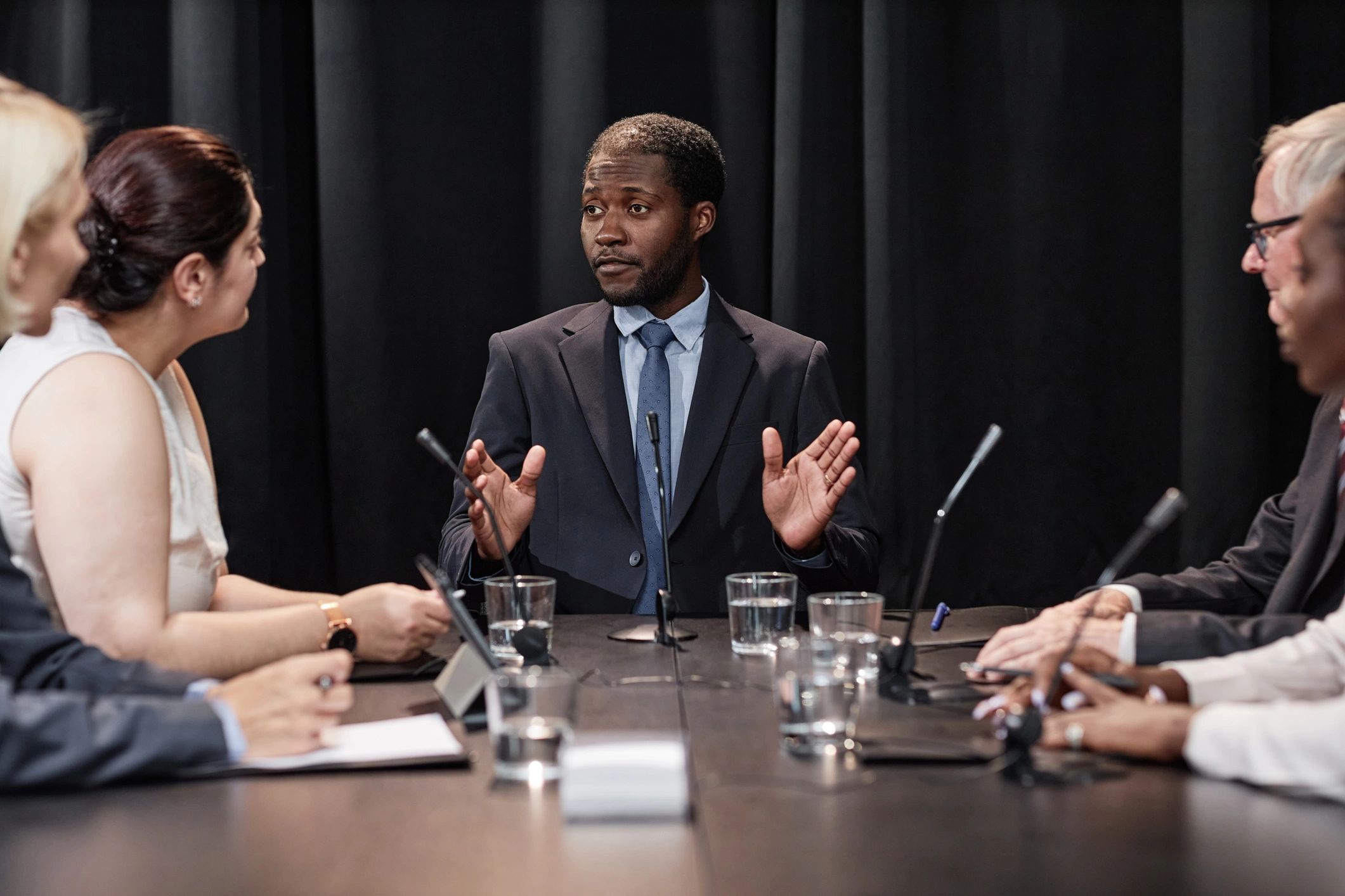 Executive leadership discussion in a private roundtable setting